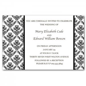 100 with envelopes 5x7 Wedding Engagement Anniversary Invitations Damask Monogram Black White