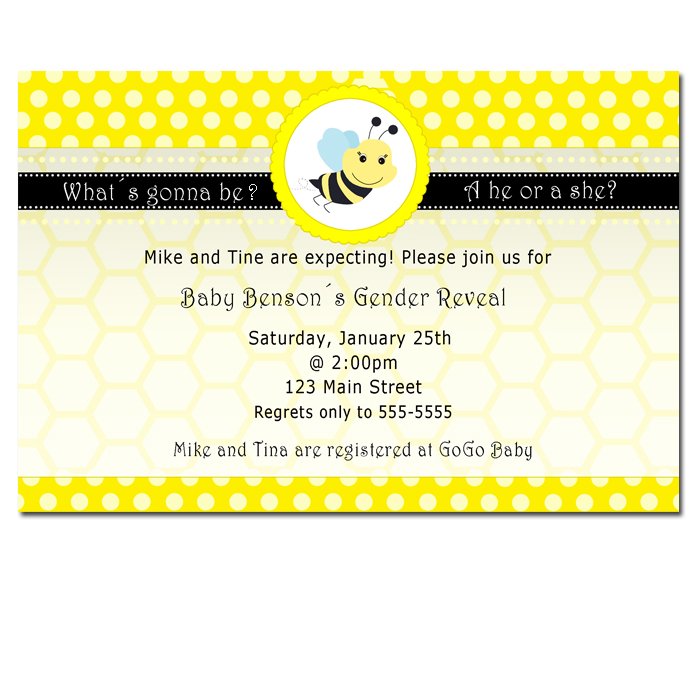 Printable What´s Gonna Bee Gender Reveal Invitations Baby Shower ...