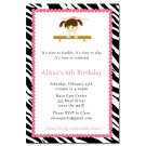 10 Zebra Gymnastic Ballet Birthday Party Invitations Gym Girl Customized
