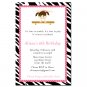 10 Zebra Gymnastic Ballet Birthday Party Invitations Gym Girl Customized