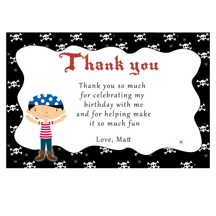 Printable Pirate Thank You Cards Notes Birthday Baby Shower Boy Print ...