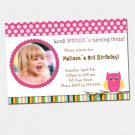 Printable Look Whos Owl Photo Birthday Party Invitations Girl Baby Shower 1st 2nd Pink