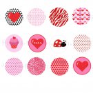 Printable Valentine Animal Print DIY Labels Tags Magnets Buttons Stickers Scrapbooking Hershey
