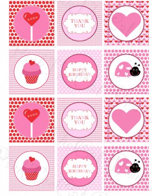 valentine printable stickers ladybug diy hershey magnets scrapbooking buttons labels tags