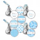 Printable Candy Sticker Print DIY Labels Tags Magnets Buttons Stickers Blue Polka Dots Hershey Kiss