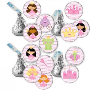 Princess Candy Sticker Print DIY Labels Tags Magnets Buttons Stickers Pink Polka Dots Hershey