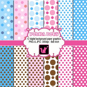 Cute lovely polka dots clipart clip art digital cardmaking graphics