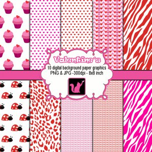 Valentines clipart clip art digital cardmaking graphics zebra cupcake ladybug leopard