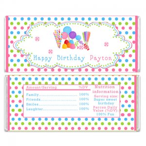 Printable Personalized Candy Candyland sweet shop bar Wrapper - Birthday Party Baby Shower