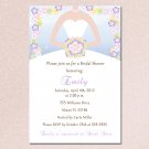 Spring Flowers Floral Bridal Shower Invitations White Bride Dress - DIY Printable Personalized
