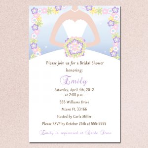 Spring Flowers Floral Bridal Shower Invitations White Bride Dress - DIY Printable Personalized