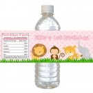 Printable Jungle Safari Zoo Water Bottle Labels Wrappers Birthday Baby Shower Pink Girl