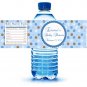 Printable Blue polka Dots Water Bottle Labels Wrappers Birthday Baby Shower Blue Boys Name