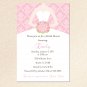Spring Summer Damask Pink Bridal Shower Invitations White Bride Dress - Printable Personalized