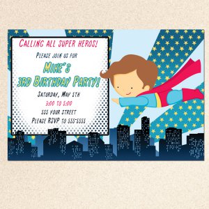 10 Super Hero Superman Party Photo Birthday Baby Shower Invitations Boy Baby 1st 2nd