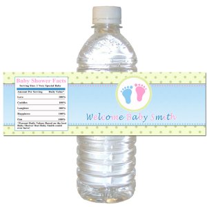 25 Personalized Unisex Baby Shower Bottle Water Labels Wrappers Stickers