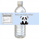 Printable Baby Panda Bear Shower Birthday Water Bottle Labels Wrappers Blue boy