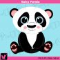 Cute baby panda bear digital clipart graphic - cardmaking - Clip art animal black white png jpg