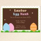 Printable Easter Egg Hunt Party Invitation Card Polka Dots Girl Boy Baby Print Yourself