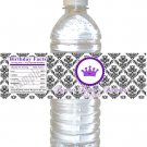 Printable Princess Water Bottle Labels Wrappers - Damask Birthday Party Baby Shower Custom Wraps