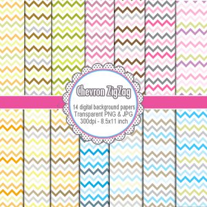 Clipart digital chevron zig zag background paper graphics birthday - cardmaking - Clip art