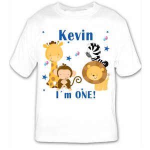 Printable Personalized Jungle Blue Tshirt - Baby Birthday Boy Custom
