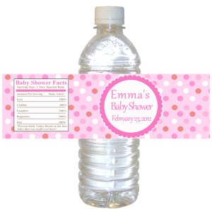 25 Personalized Pink Polka Dots Baby Girl Shower or Birthday Bottle Wrappers