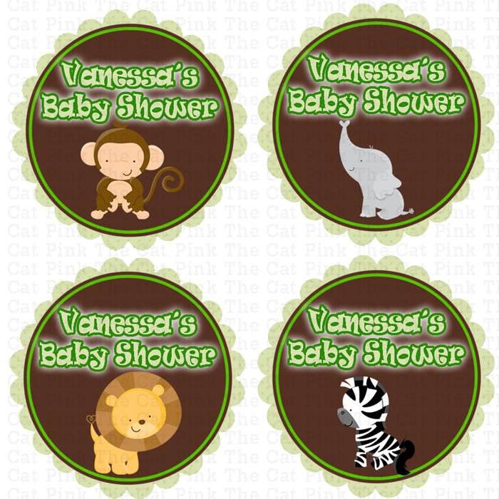 Printable Personalized Jungle Cupcake Toppers Baby Boy Shower or Birthday