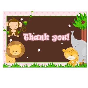 12 Folded Thank You Notes - Baby Shower or Birthday Pink Girl