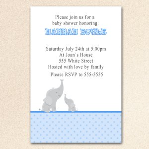 30 Baby Boy Shower Blue Elephant Invitations - Also Birthday