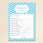 Printable Chevron Wishes for Baby Card - Baby Shower Blue Boy Custom Cute Adorable