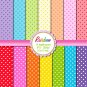 Rainbow polka dots clipart digital printable background paper graphics