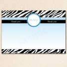 30 Baby Shower Oh Boy Blank Thank you Card Note Blue White Black Zebra