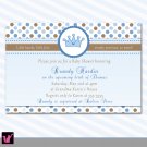 Printable Personalized Prince Crown Baby Boy Shower Birthday Party Invitations