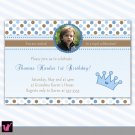 30 Prince Crown Birthday Party Photo Invitations Blue
