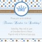 Printable Personalized Prince Crown Baby Boy Shower Birthday Party Photo Invitations