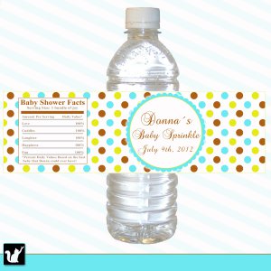 Printable Personalized Blue Green Brown Polka Bottle Labels Wrappers