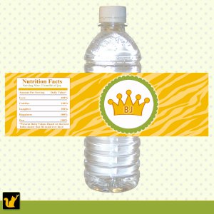 25 Printable Personalized Jungle Prince Zebra Bottle Labels Wrappers