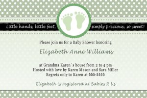 Cute! 10 Printed Baby Shower Jungle Polka Dots Invitations - Green Safari Zoo