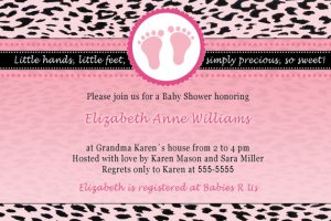 Cute! 10 Printed Baby Shower Jungle Leopard Invitations Girl - Pink Safari Zoo