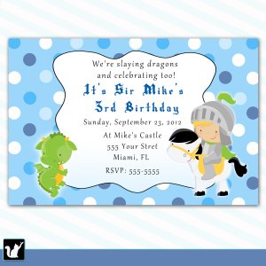 30 Cute Knight Dragon Birthday Party Invitations Polka Dots Boy Baby Shower