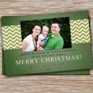 30 Personalized Holiday Greeting Photo Card - Custom Chevron Green
