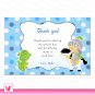 Printable Thank You Cards Jungle Safari Blue Polka dots Birthday Party Baby Shower Boy Notes 1st