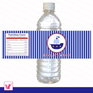 25 Personalized Nautical Navy Blue Baby Shower Bottle Water Labels Stickers