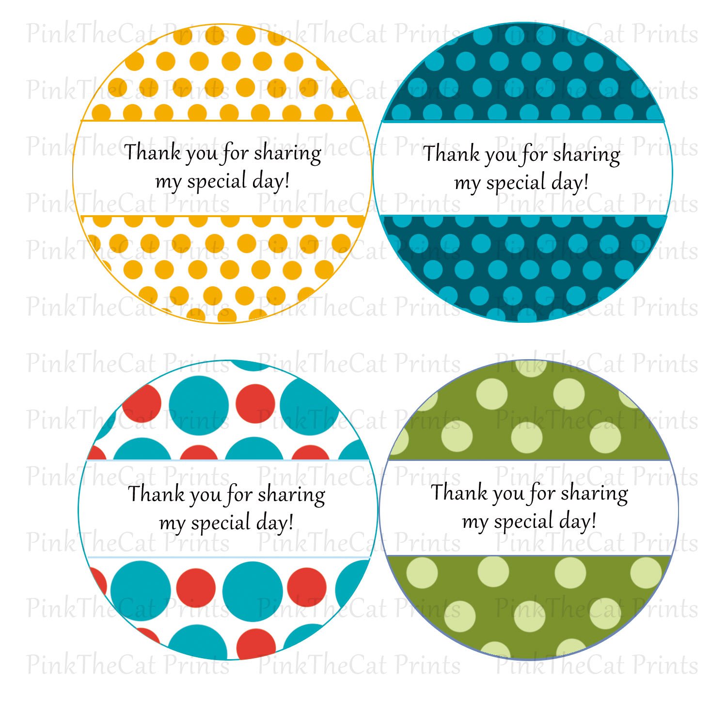 Printable Polka Dots Thank You Tags