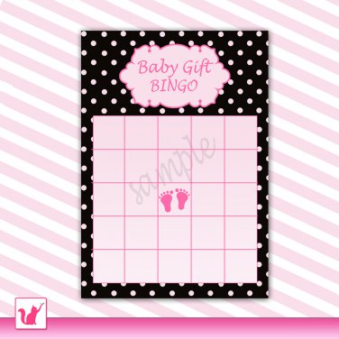 Printable Cute Pink Baby Gift Bingo Card