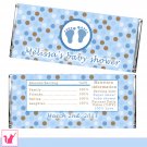 30 Baby Feet Polka Dots Candy Bar Wrappers - Baby Shower