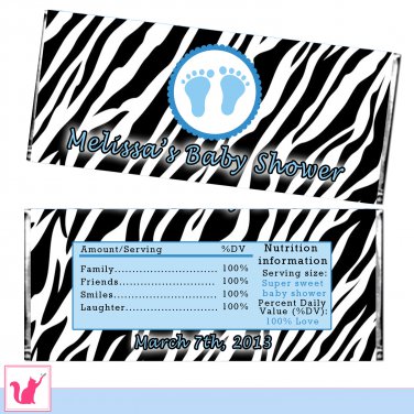 Printable Personalized Zebra Candy Bar Wrapper - Baby Shower