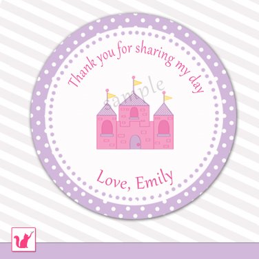 40 Personalized Pink Castle Thank You Tags - Baby Shower Birthday