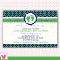30 Personalized Chevron Blue Green Baby Shower Invitations